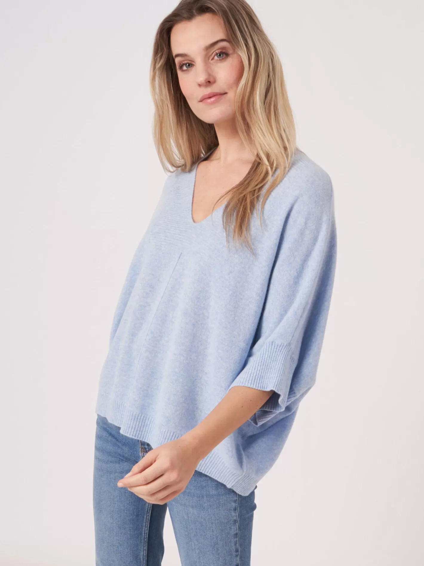 Organic Cashmere<REPEAT cashmere Oversized Sleeveless Organic Cashmere Sweater Sky