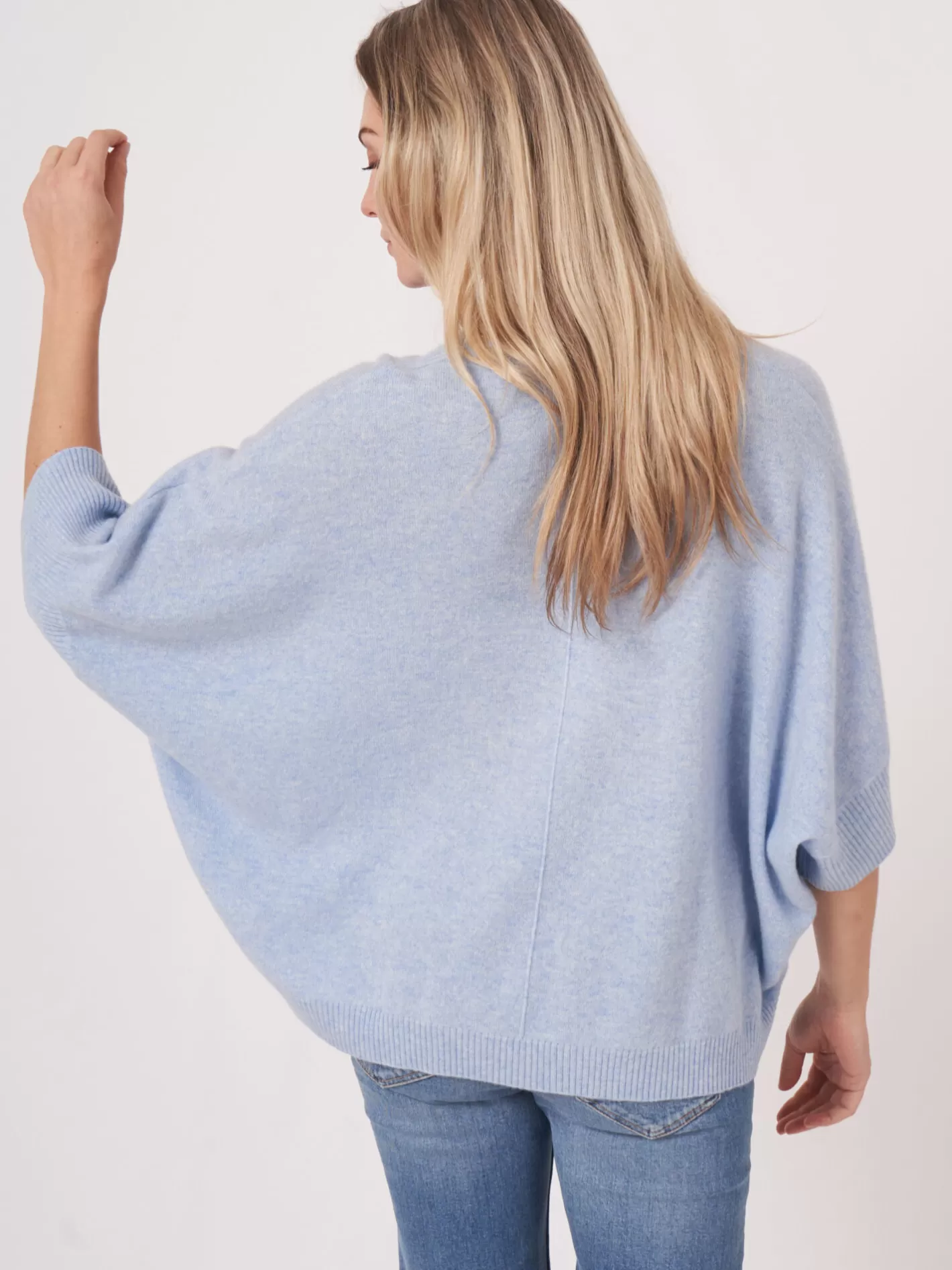 Organic Cashmere<REPEAT cashmere Oversized Sleeveless Organic Cashmere Sweater Sky