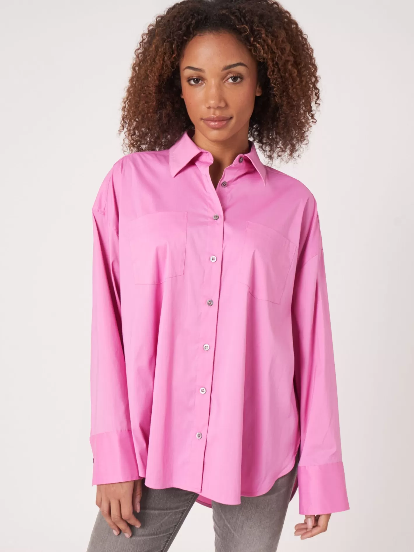 Blouses<REPEAT cashmere Poplin Shirt With Breast Pockets Blossom