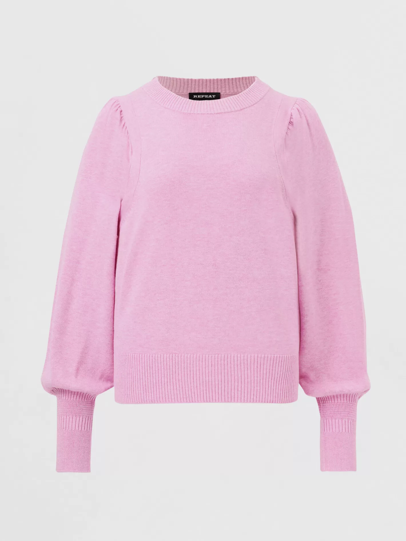 Repeats Favorites<REPEAT cashmere Puff Sleeve Cotton Blend Sweater Orchid