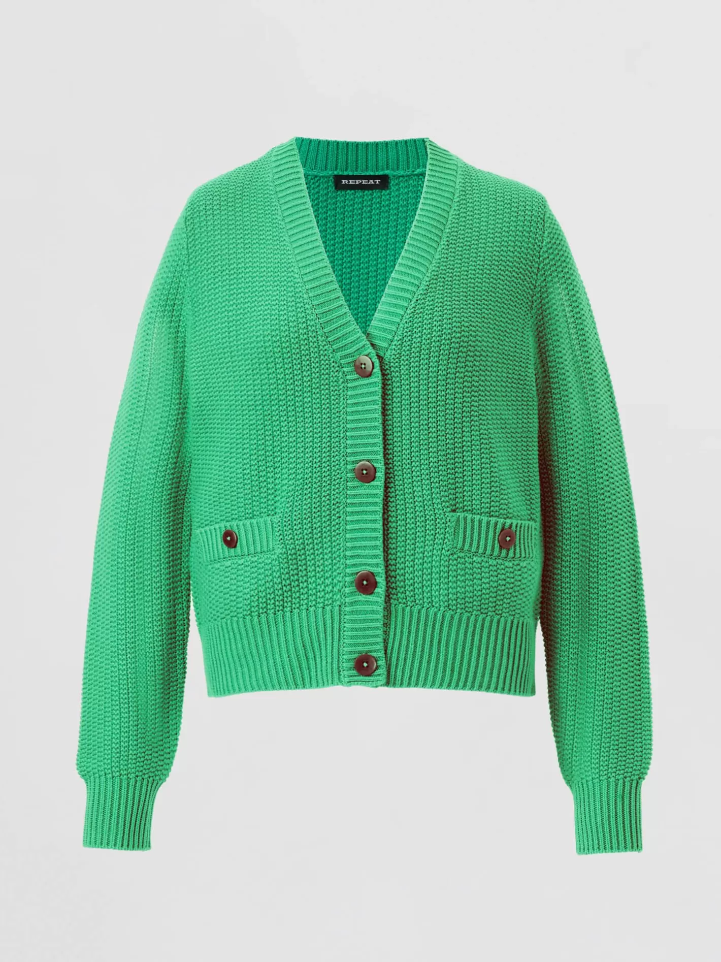 Repeats Favorites<REPEAT cashmere Pure Cotton Rib Knit Cardigan Green