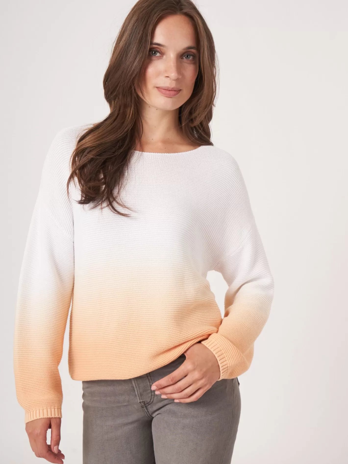 Sweaters<REPEAT cashmere Pure Cotton Rib Knit Sweater With Dip Dye Print Glow