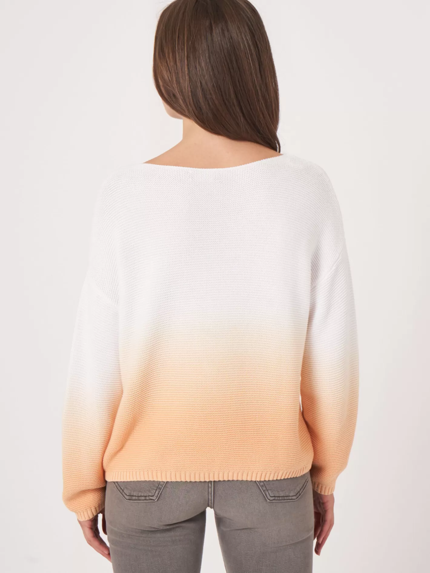 Sweaters<REPEAT cashmere Pure Cotton Rib Knit Sweater With Dip Dye Print Glow