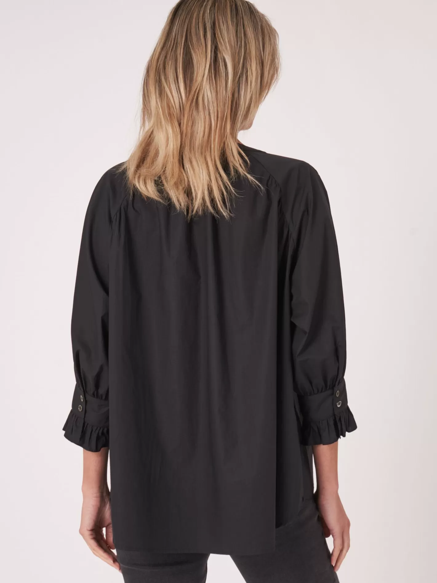 Blouses<REPEAT cashmere Pure Cotton Ruffle Blouse Black