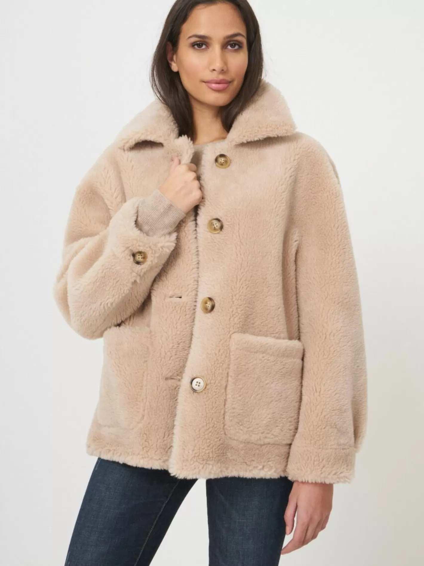 Jackets & Blazers<REPEAT cashmere Reversible Faux Shearling Coat Blush