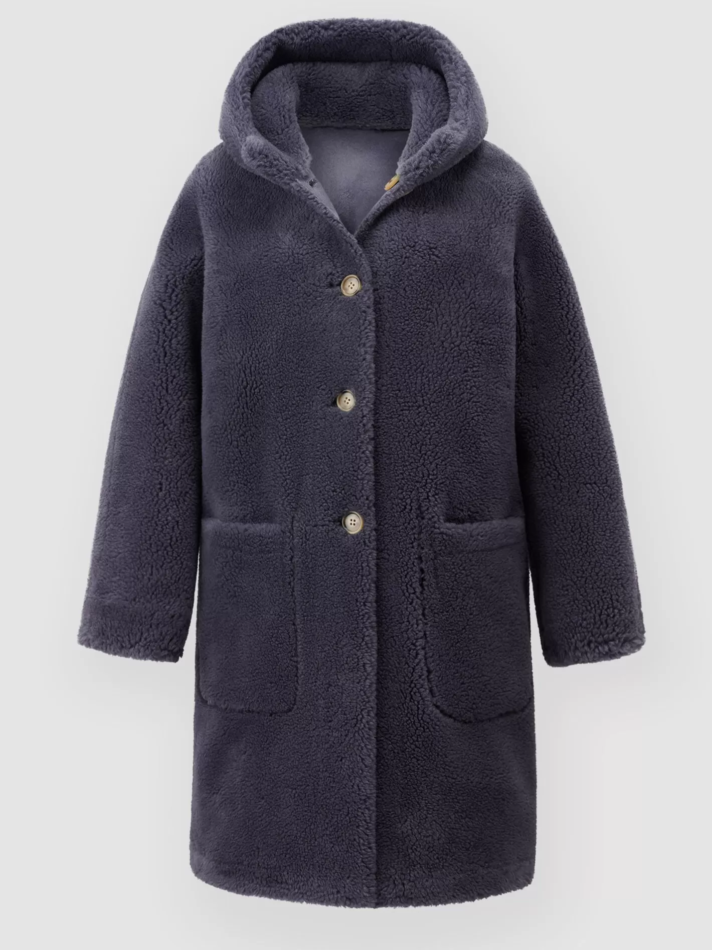 Coats<REPEAT cashmere Reversible Faux Shearling Coat With Hood Midnight