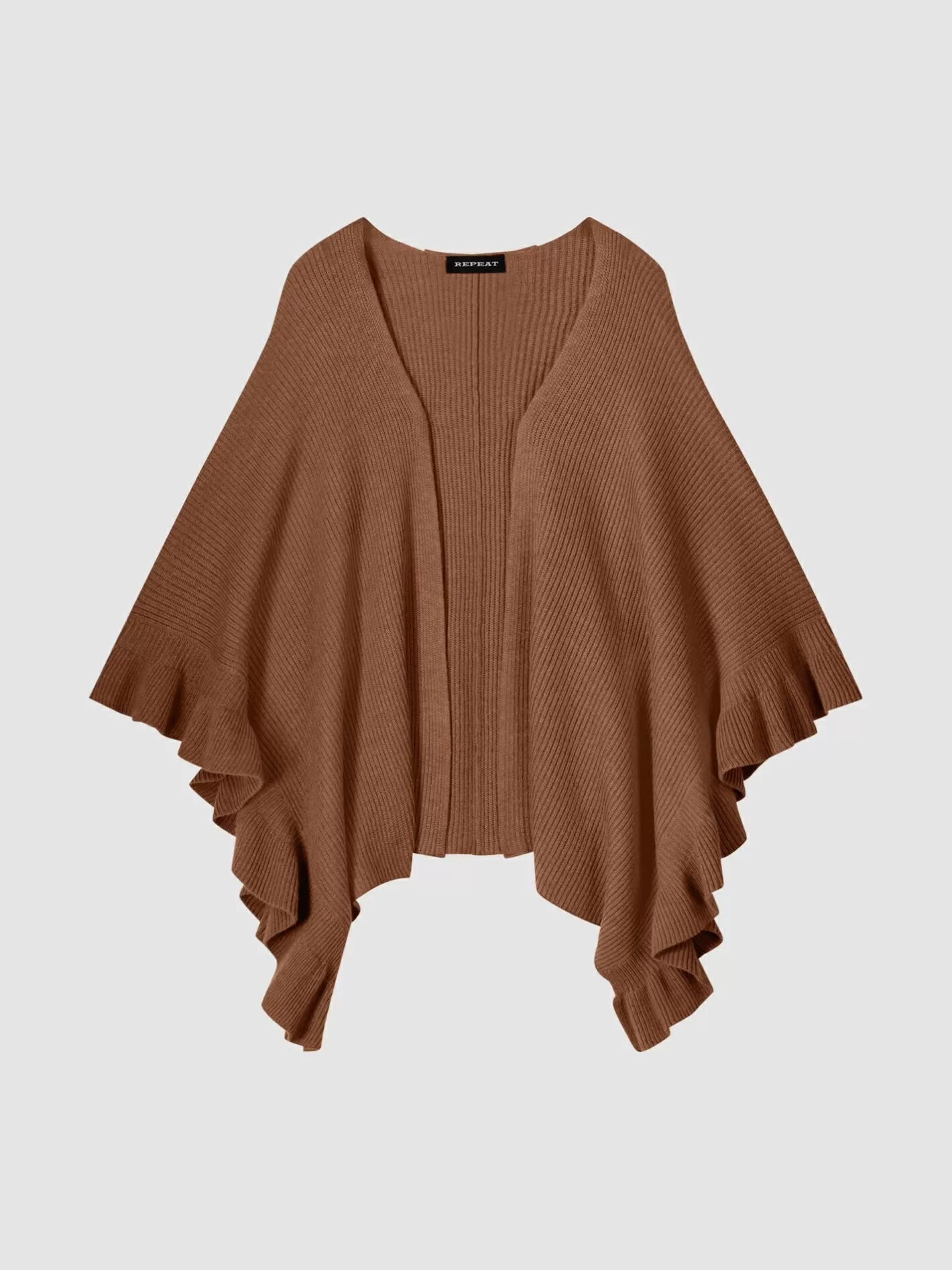 Ponchos<REPEAT cashmere Rib Knit Cape With Ruffle Hazel