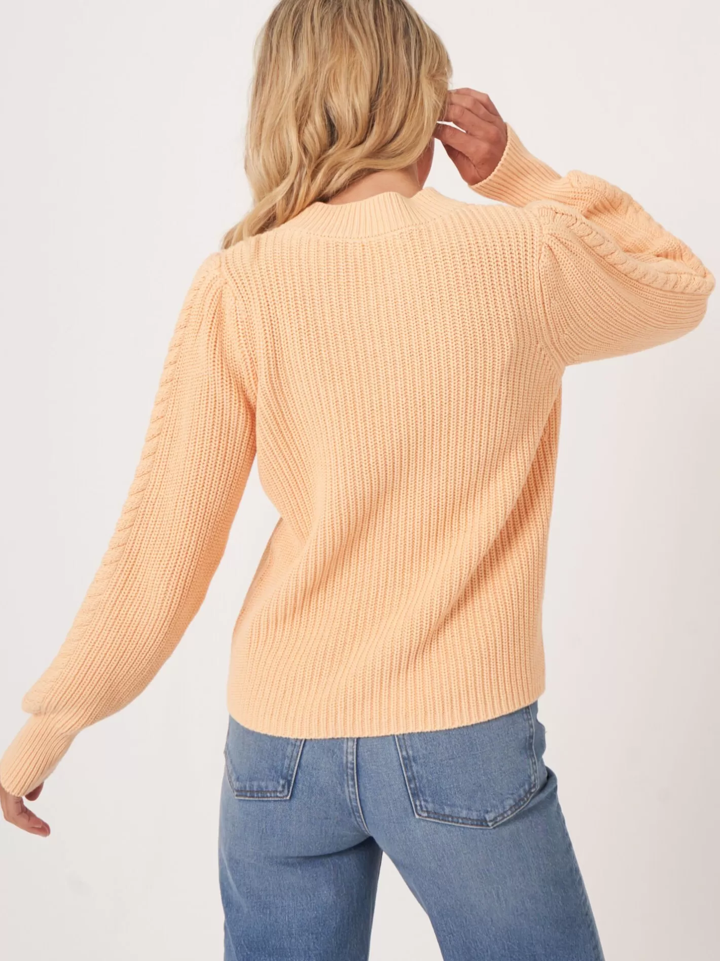 Sweaters<REPEAT cashmere Rib Knit Sweater With Puff Shoulders Glow