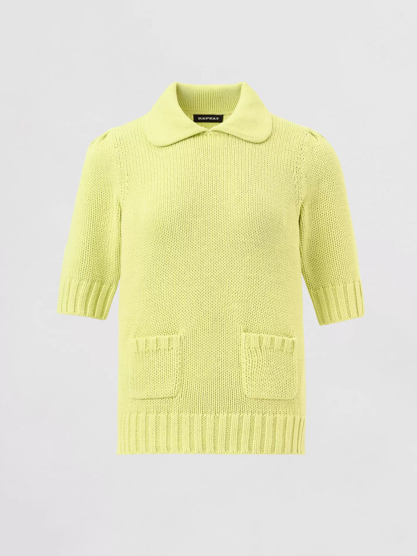 Repeats Favorites<REPEAT cashmere Short Sleeve Sweater In Chunky Rib Knit Soda