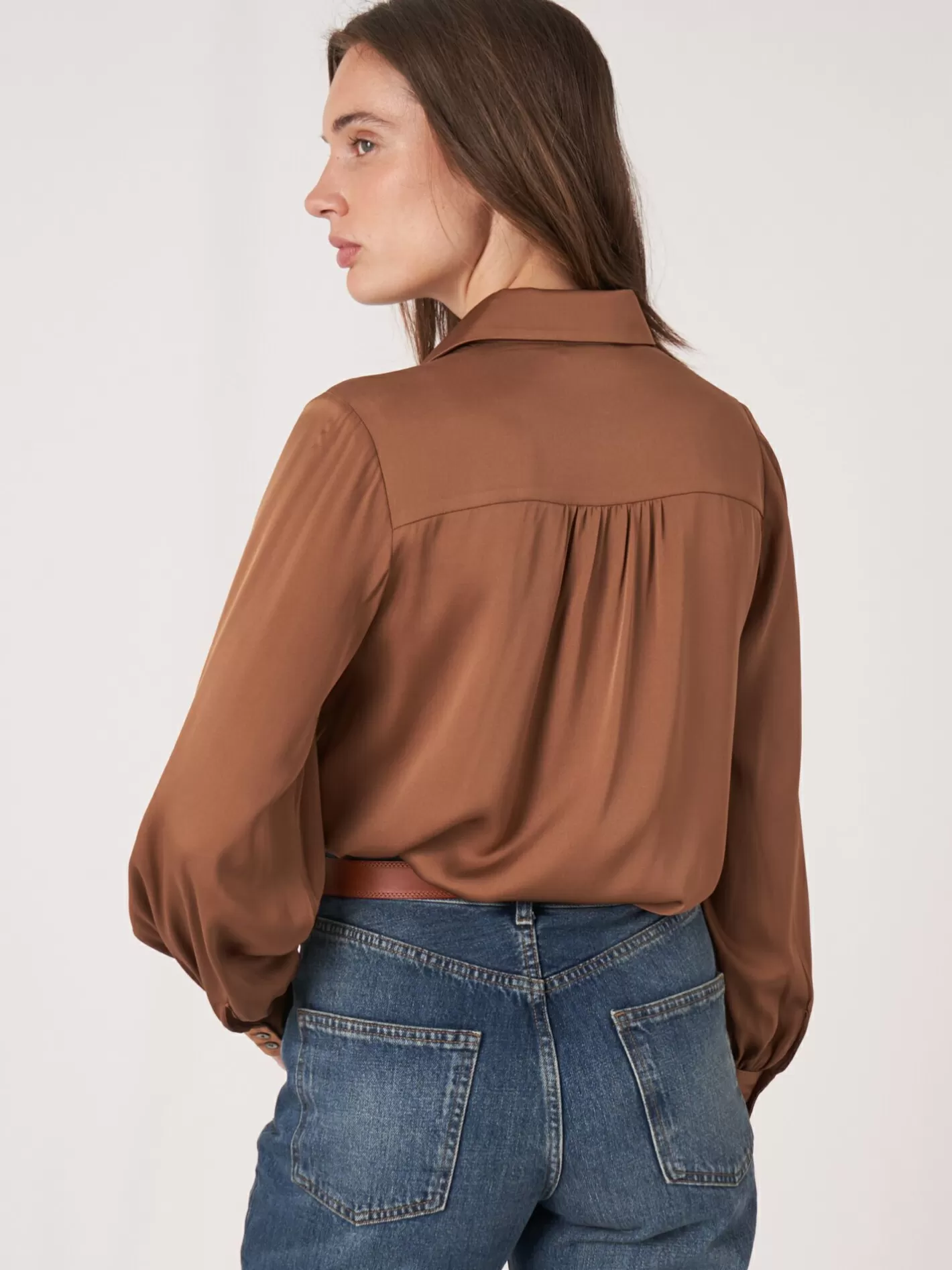 Blouses<REPEAT cashmere Silk Shirt With Button Loop Closure Hazel