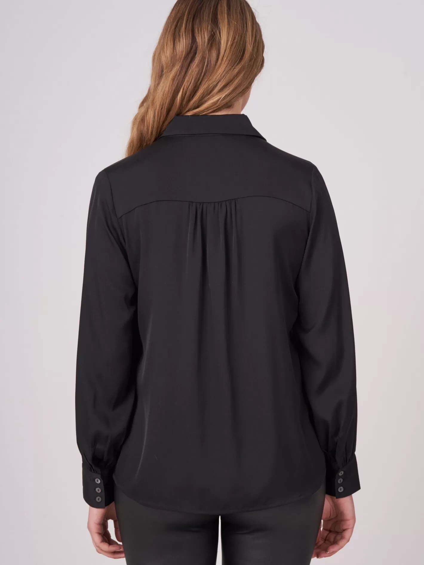 Blouses<REPEAT cashmere Silk Shirt With Button Loop Closure Black