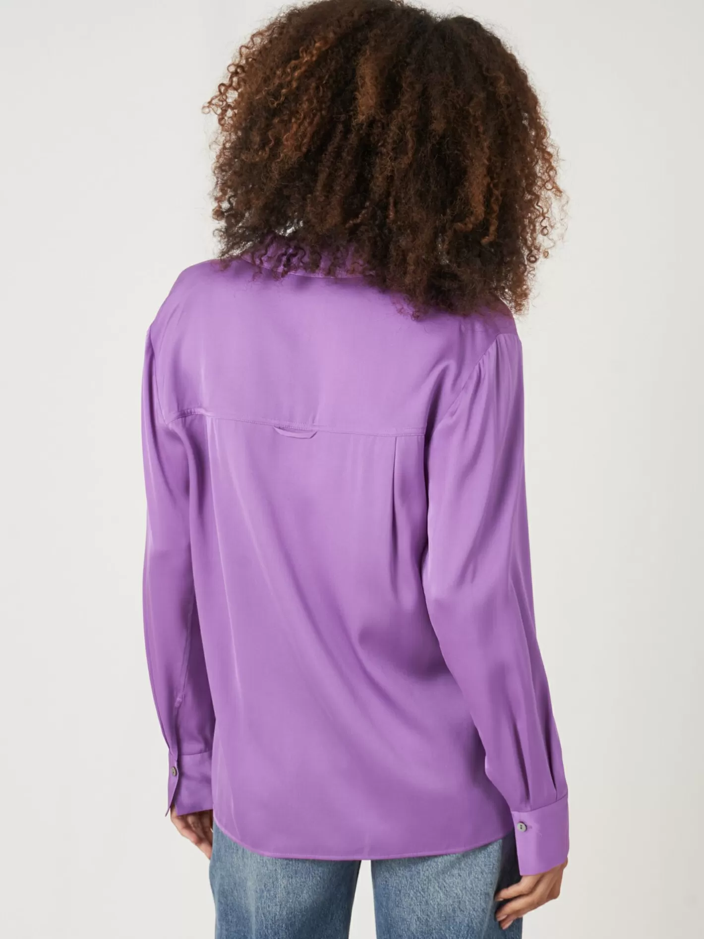 Blouses<REPEAT cashmere Silk Shirt With Chest Pocket And Side Slits Lilac