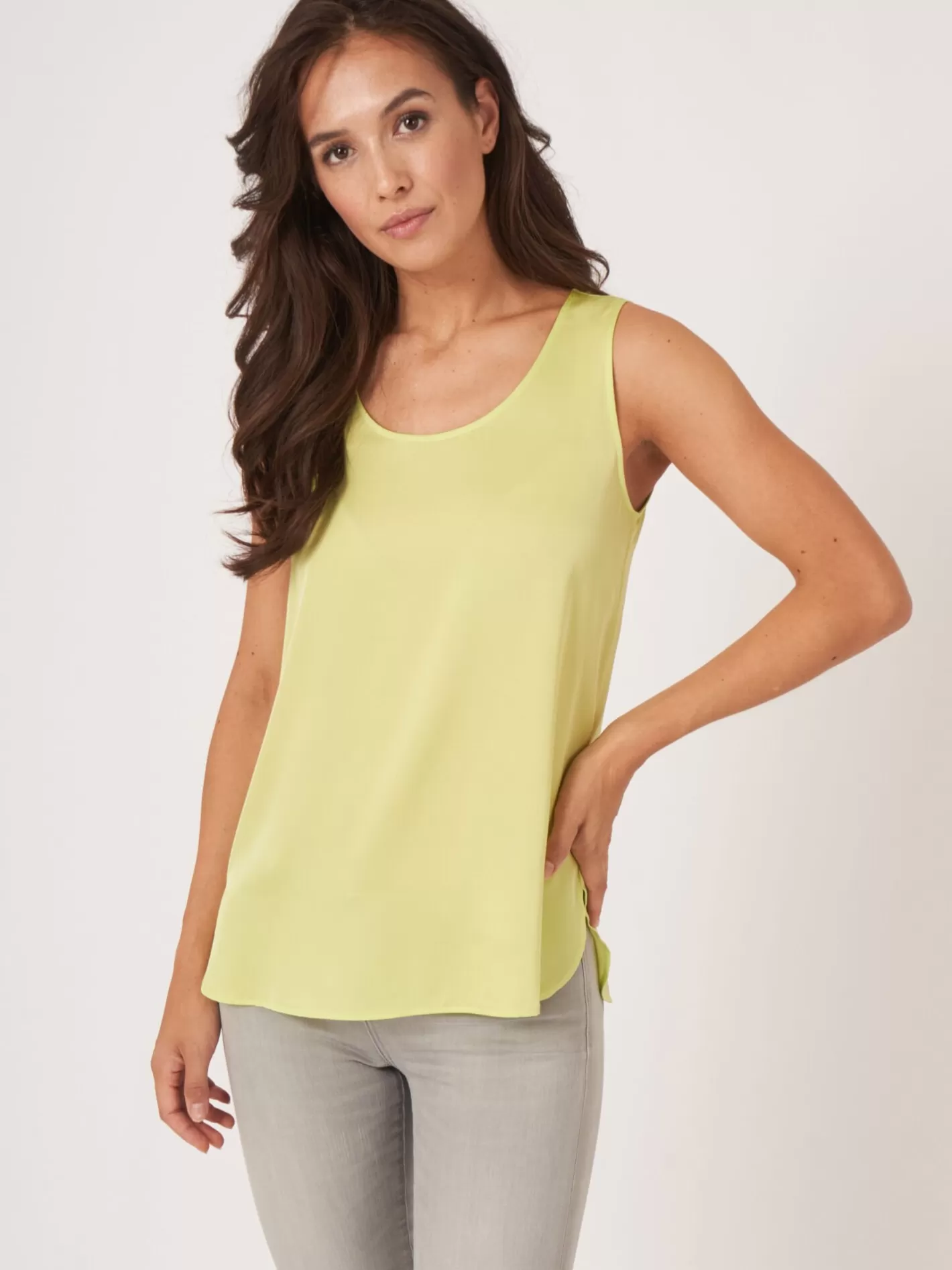 Tops<REPEAT cashmere Silk Tank Top Soda