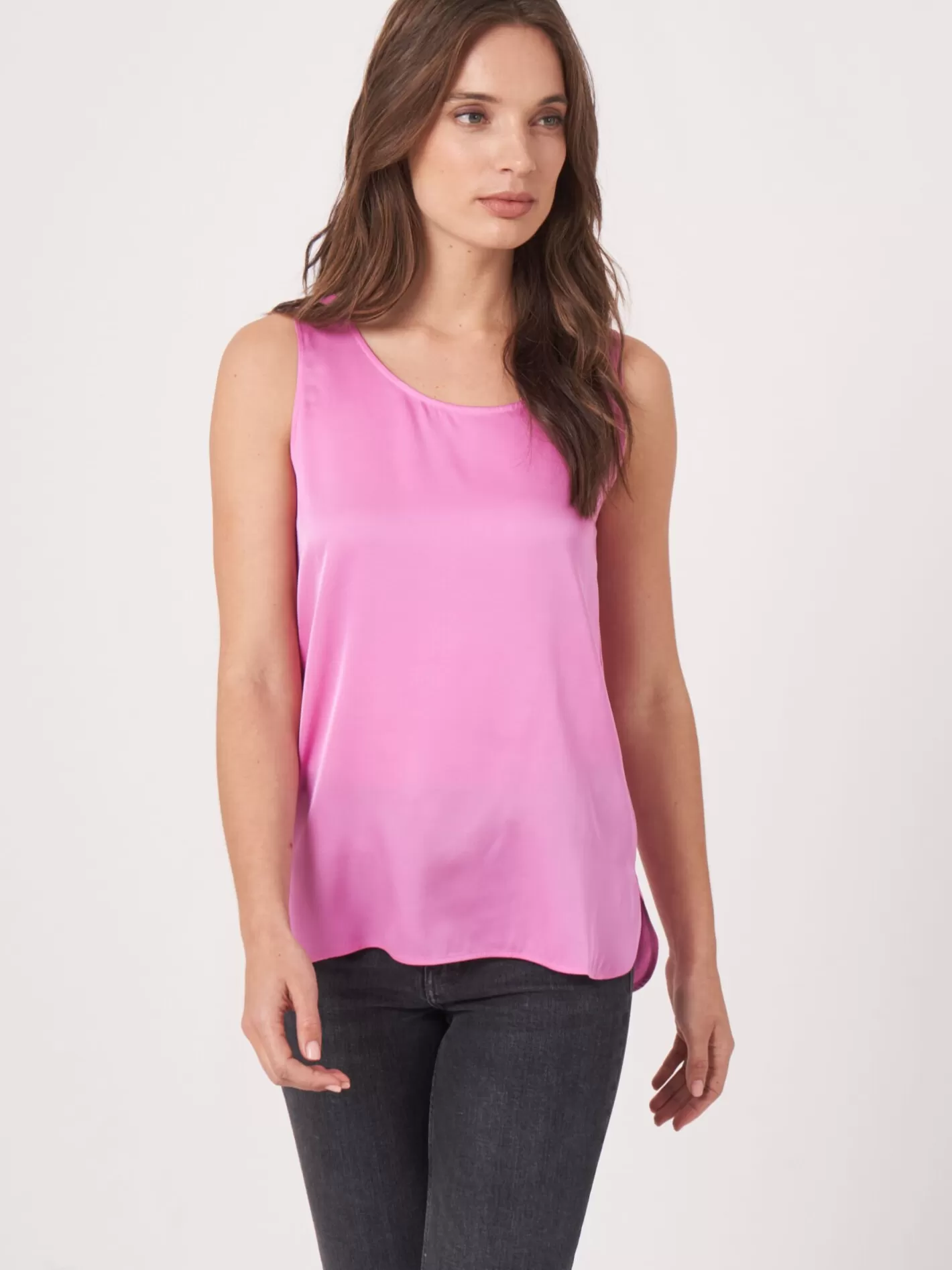 Tops<REPEAT cashmere Silk Tank Top Blossom