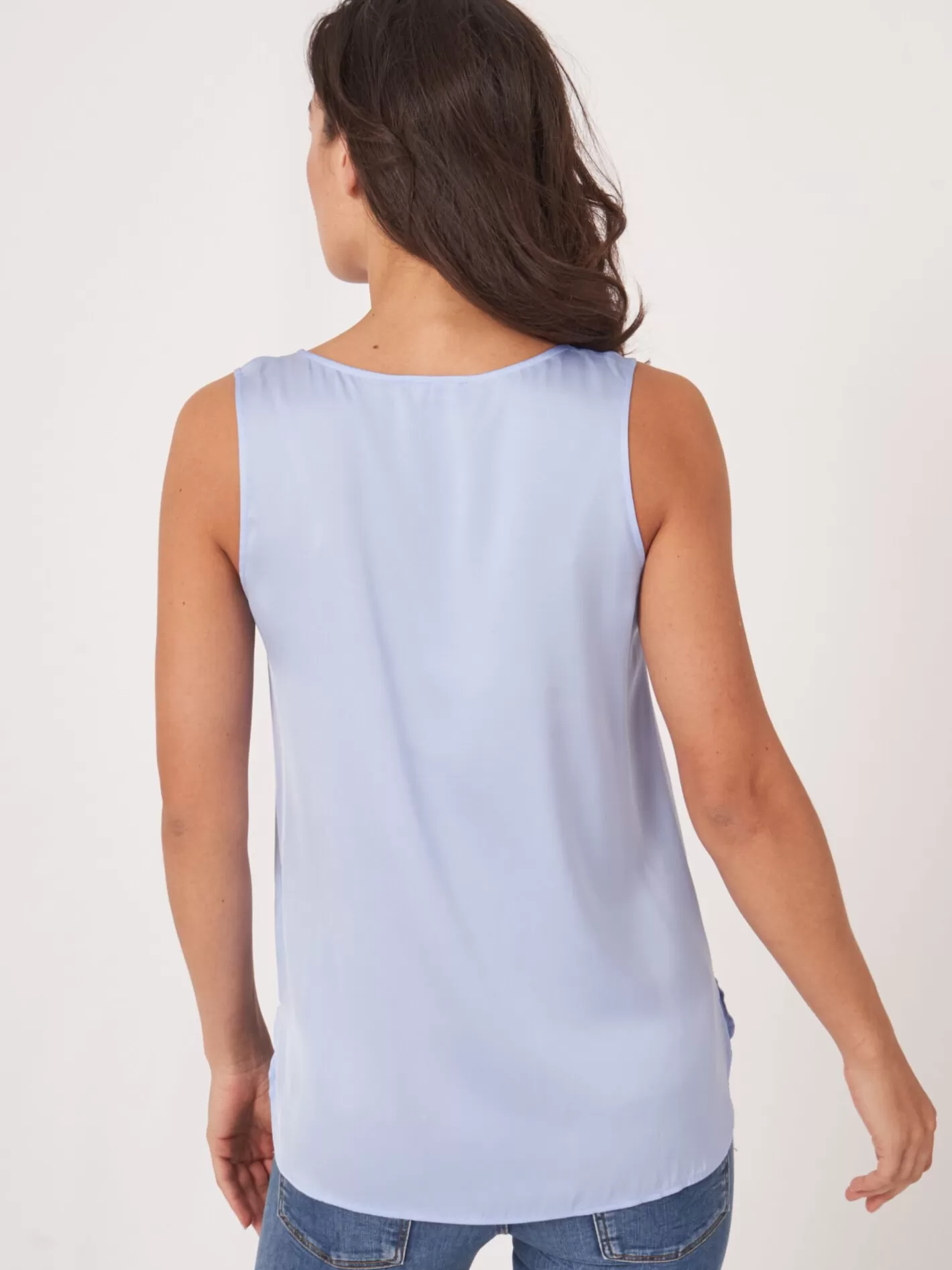 Tops<REPEAT cashmere Silk Tank Top Sky