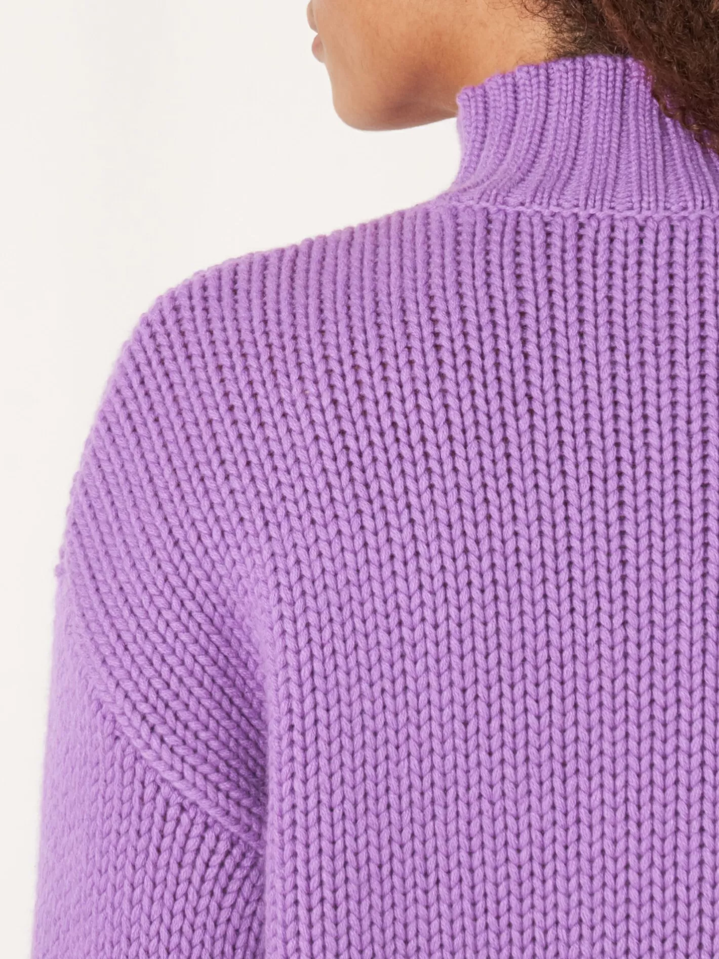 Sweaters<REPEAT cashmere Stand Collar Sweater With Ribbed Hem With Fancy Knit Details Lilac