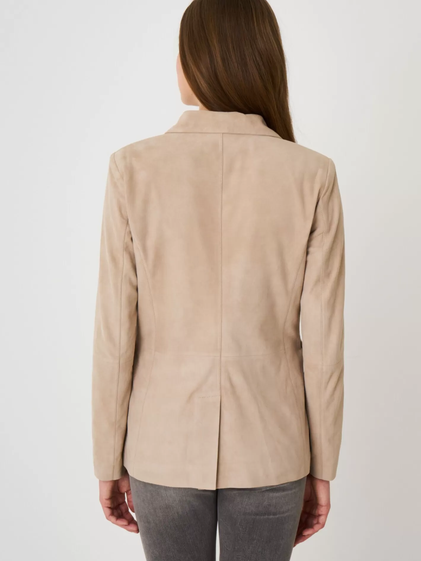 Leather<REPEAT cashmere Suede Blazer Nougat