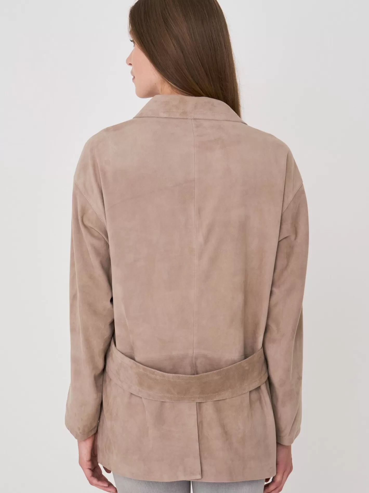 Leather<REPEAT cashmere Suede Blazer Taupe