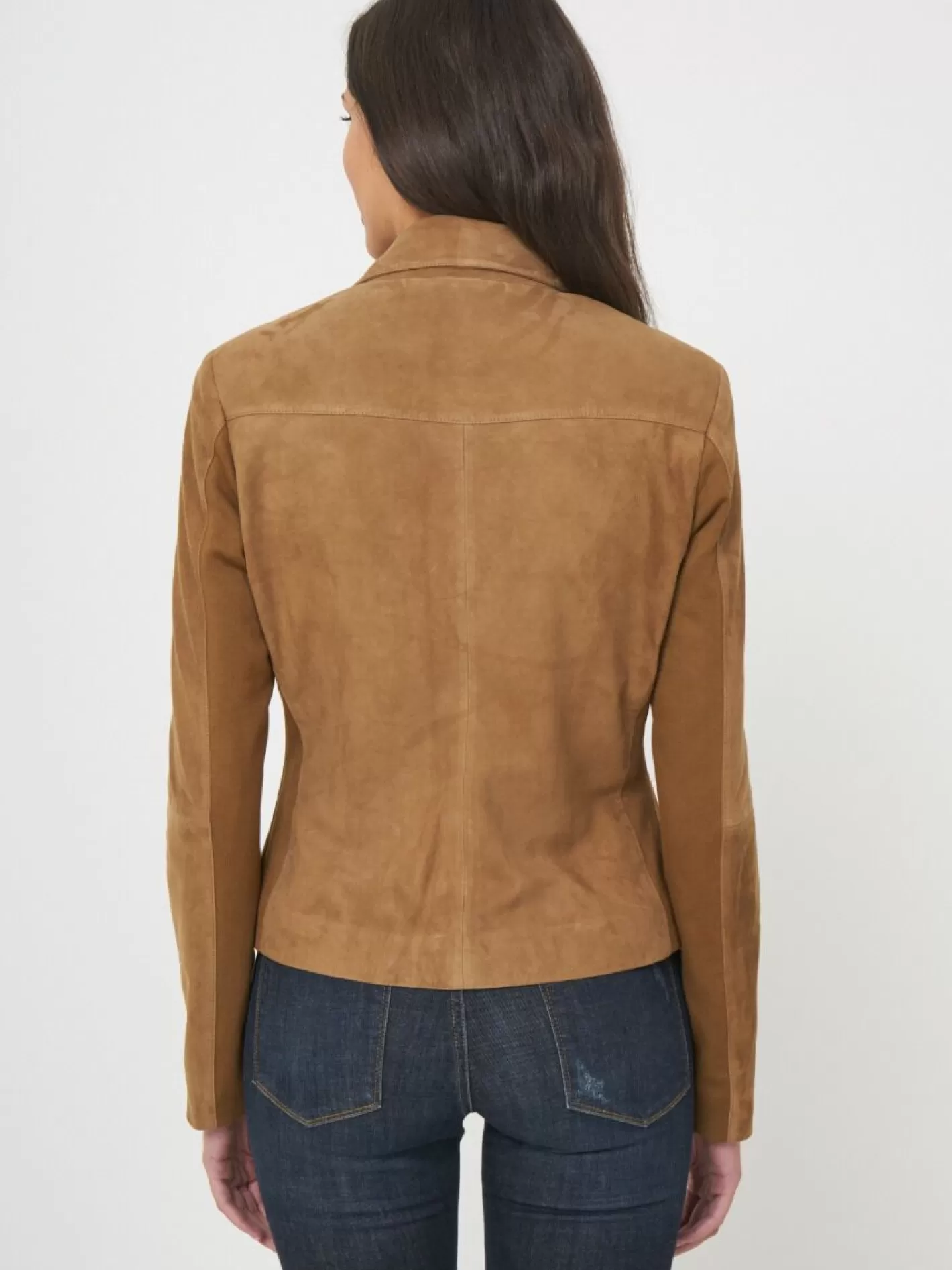 Leather<REPEAT cashmere Suede Jacket With Zip Closure Otter