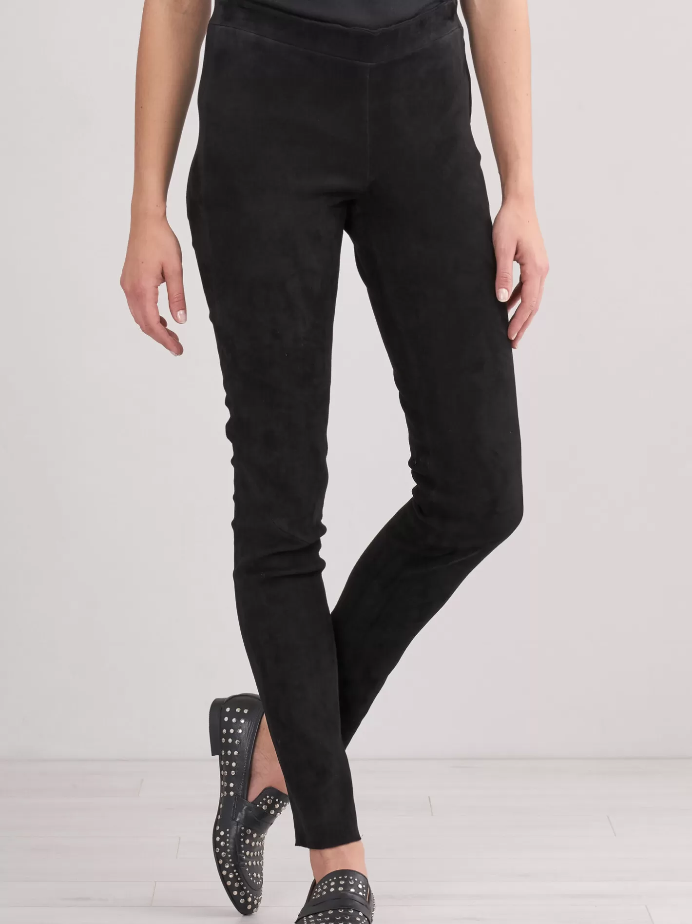 Leather<REPEAT cashmere Suede Leather Leggings Black