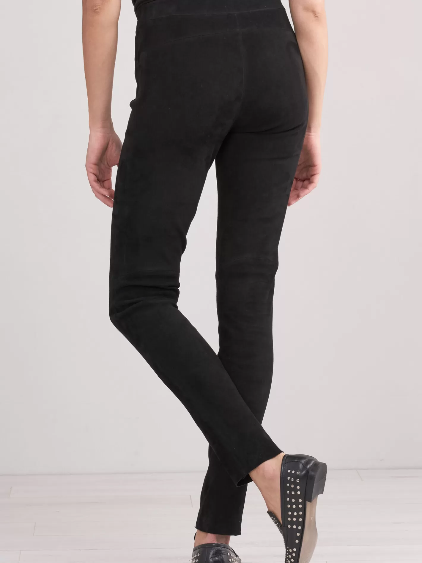 Leather<REPEAT cashmere Suede Leather Leggings Black