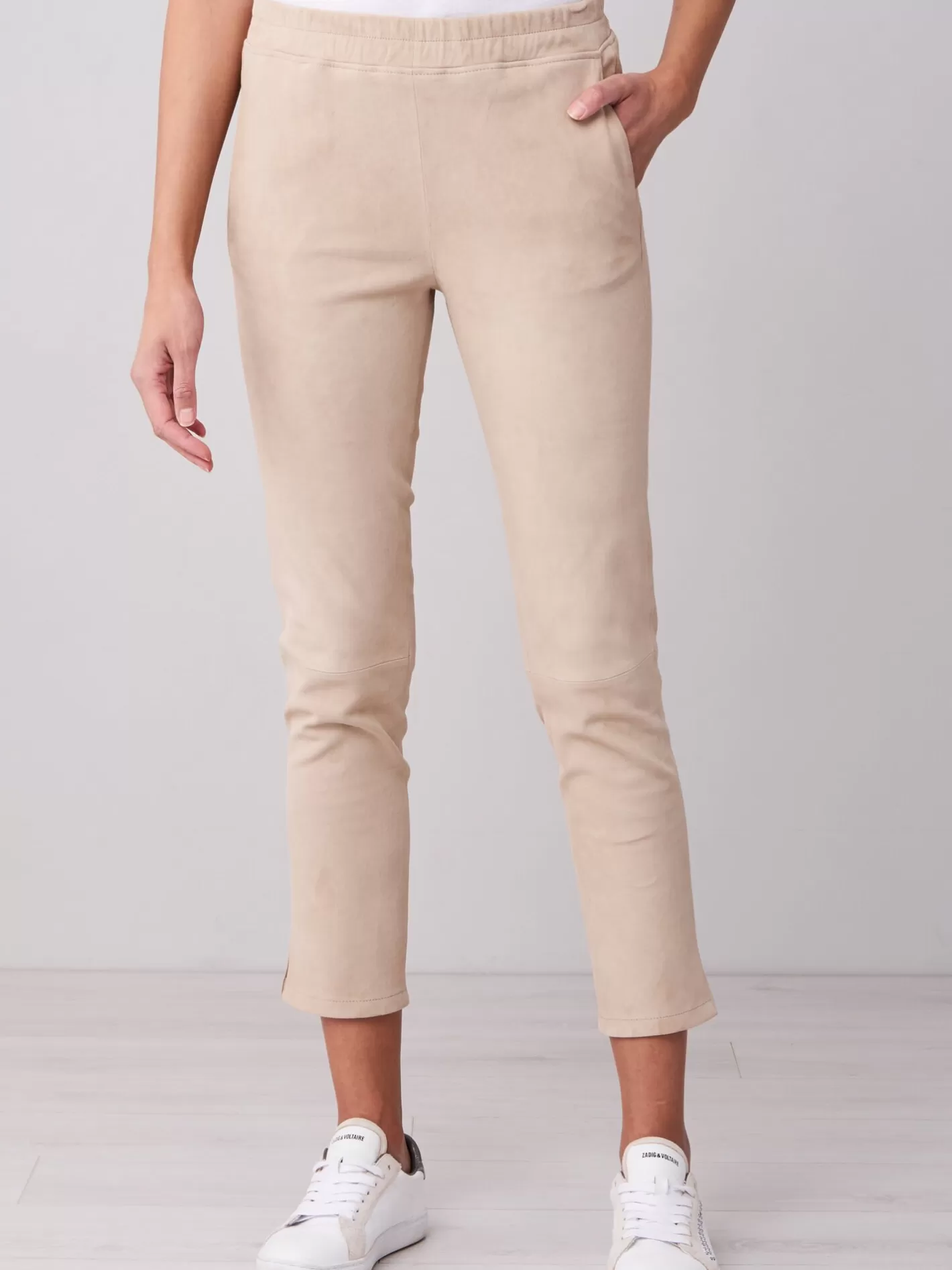 Leather<REPEAT cashmere Suede Leather Pants Nougat