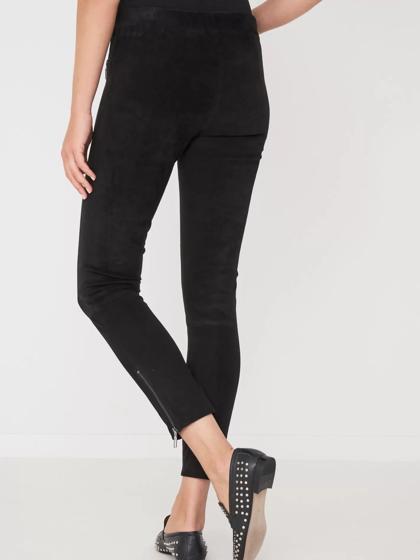 Leather<REPEAT cashmere Suede Leather Trousers Black