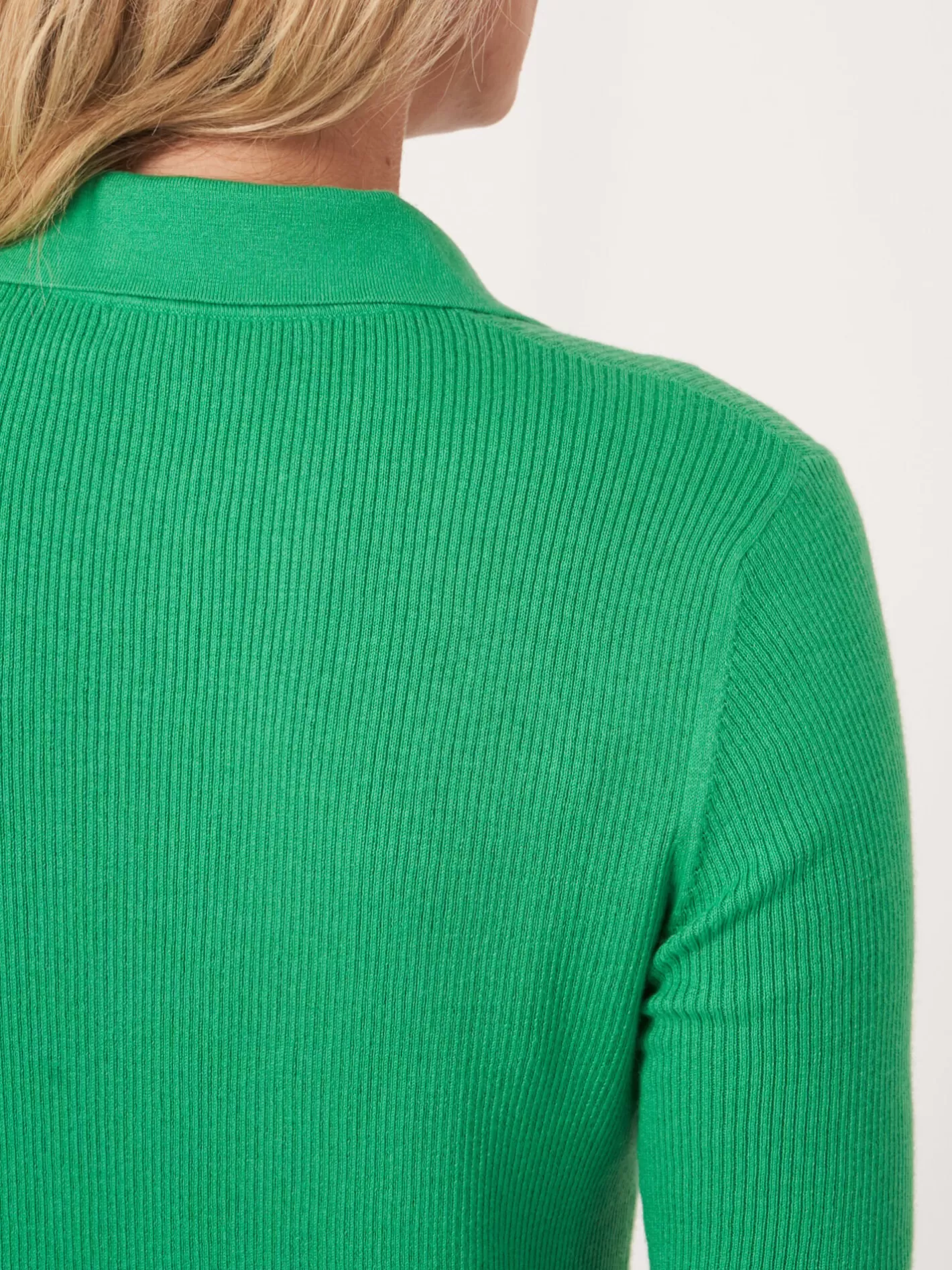 Cardigans<REPEAT cashmere Super Fine Rib Knit Polo Neck Cardigan With Short Sleeves Basil