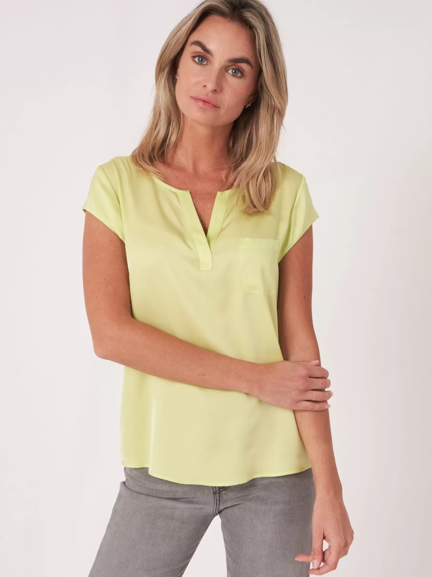 Tops<REPEAT cashmere Top With Chest Pocket Soda