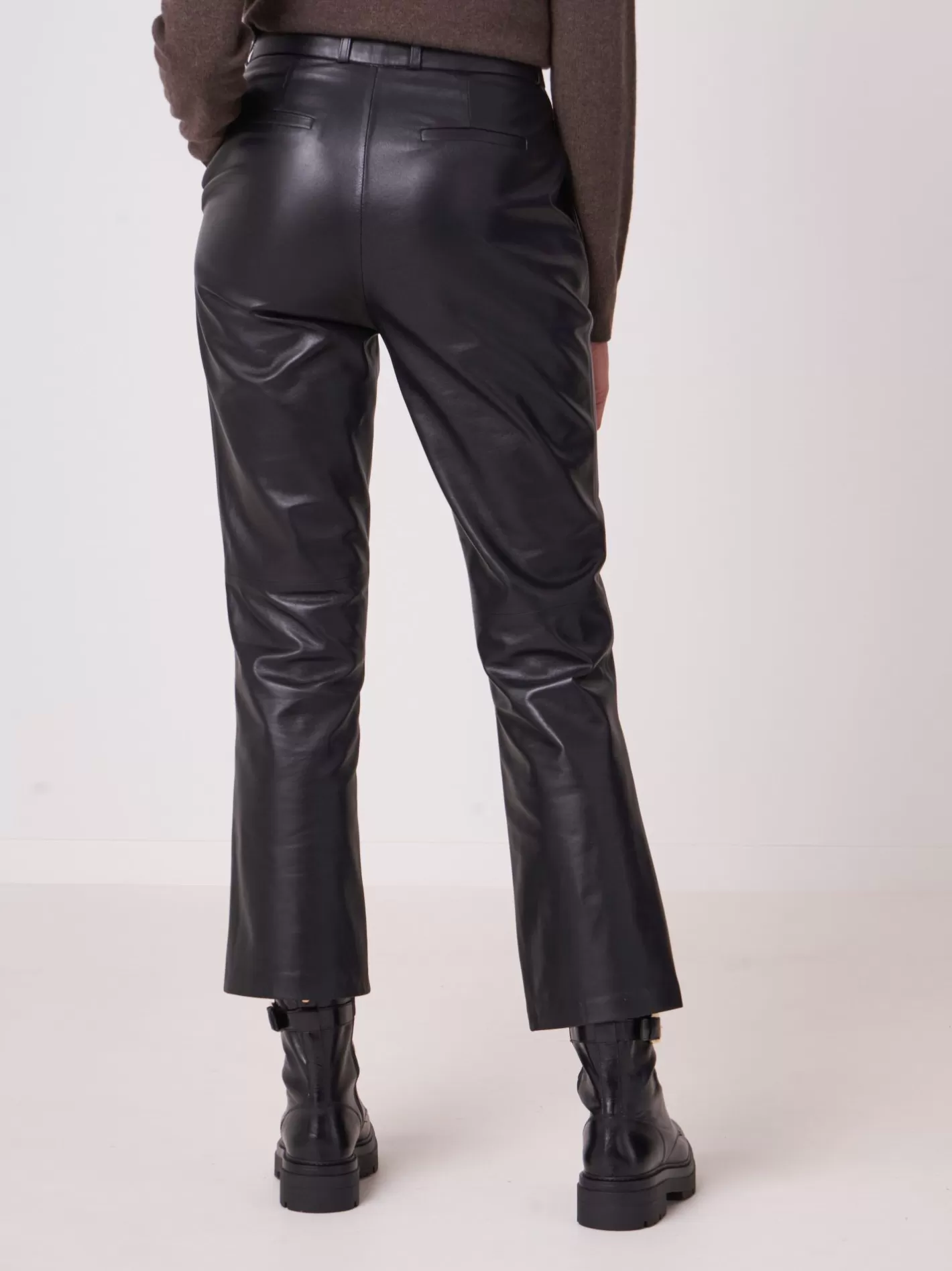 Leather<REPEAT cashmere Wide Leather Pants Black