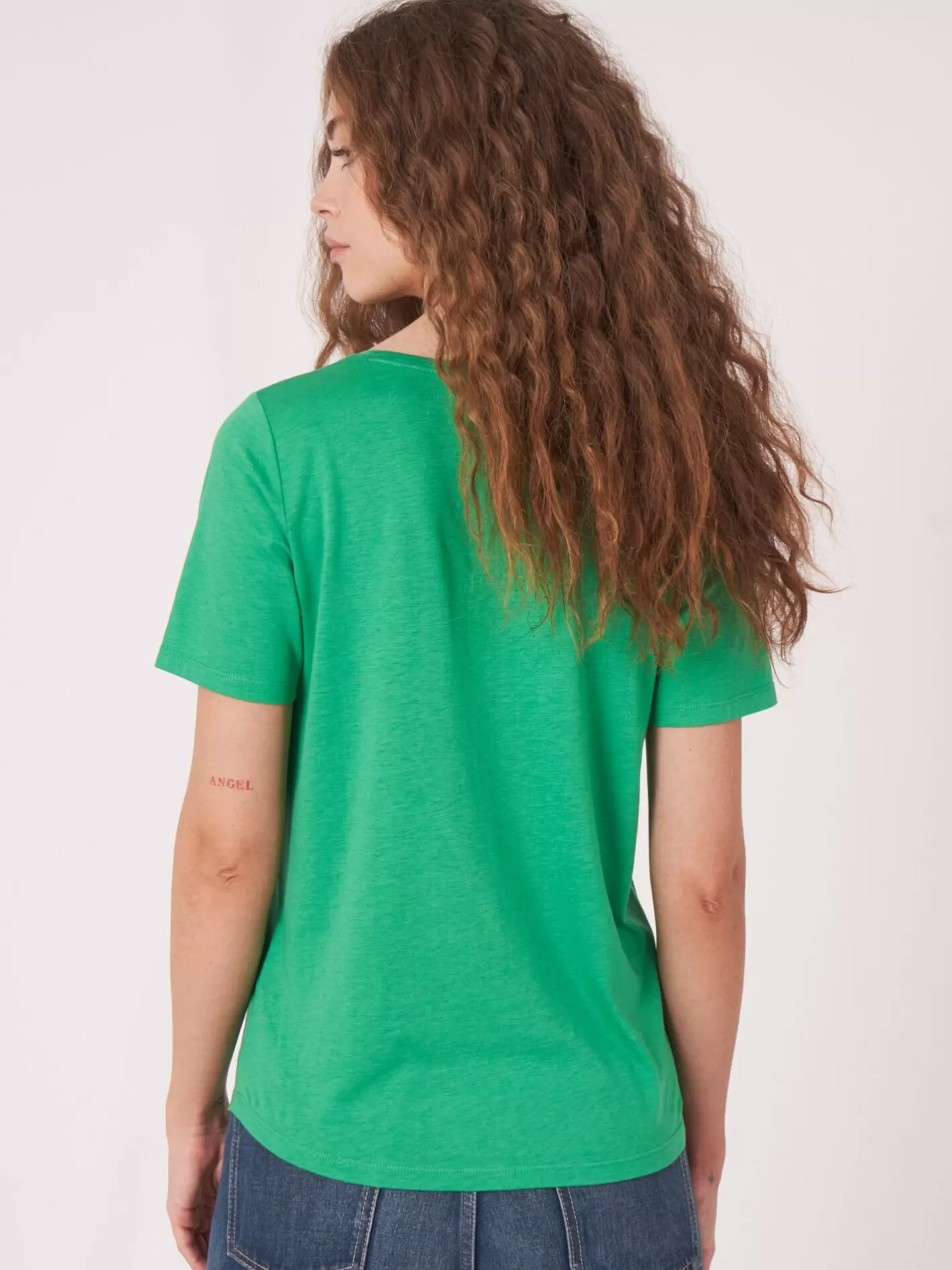 Tops<REPEAT cashmere Women's Basic T-Shirt Green