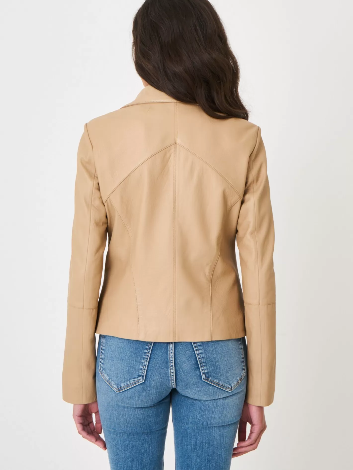 Leather<REPEAT cashmere Women's Leather Biker Jacket Nougat