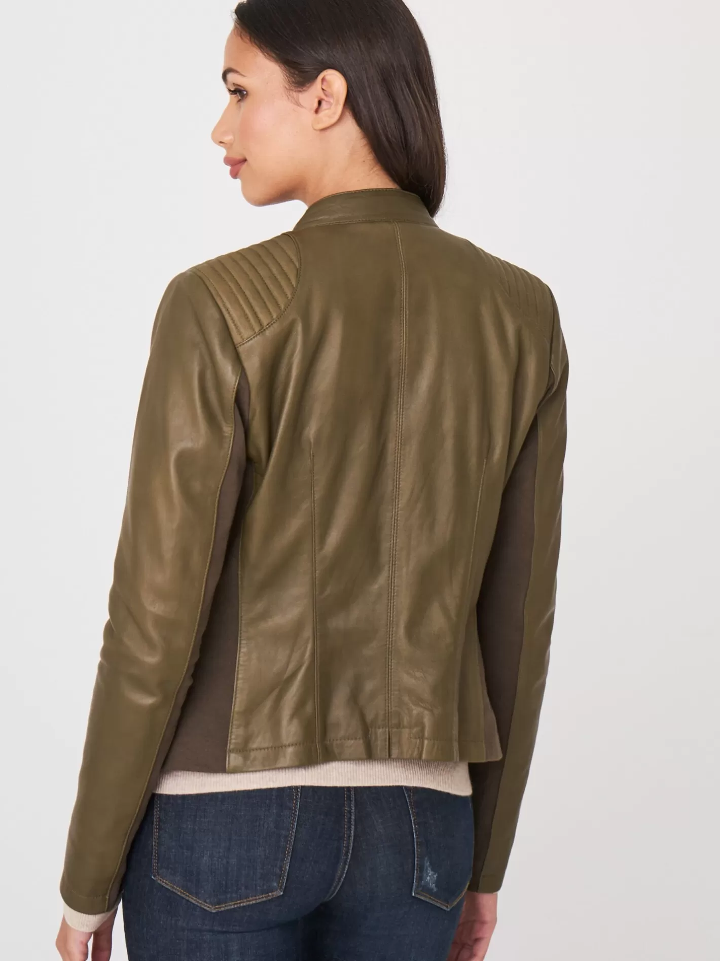 Leather<REPEAT cashmere Women's Leather Jacket Verde