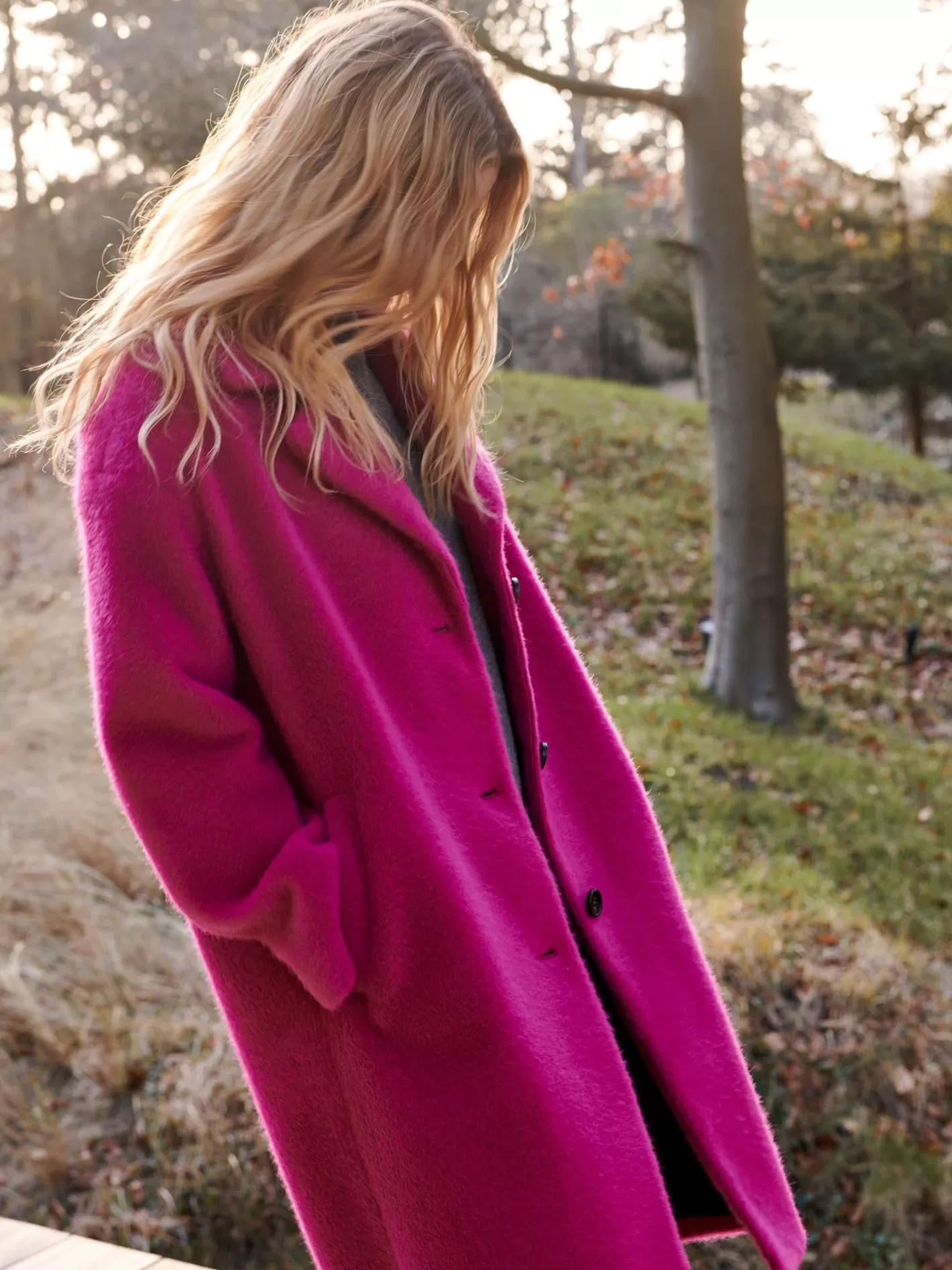 Jackets & Blazers<REPEAT cashmere Wool Blend Button Coat Jazzy Pink