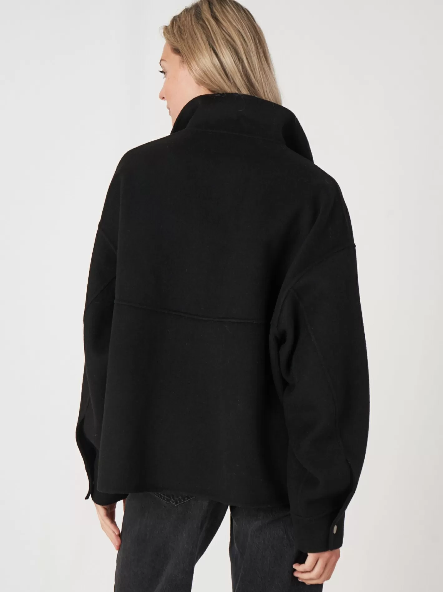 Jackets & Blazers<REPEAT cashmere Wool Blend Jacket With Two Way Zip Black